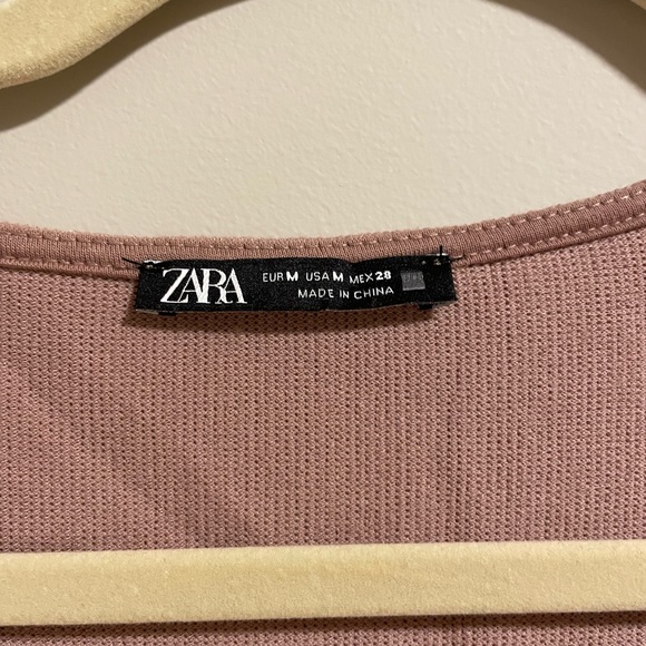 Zara Pink Ribbed Long Sleeve Crop - Picture 2 of 3